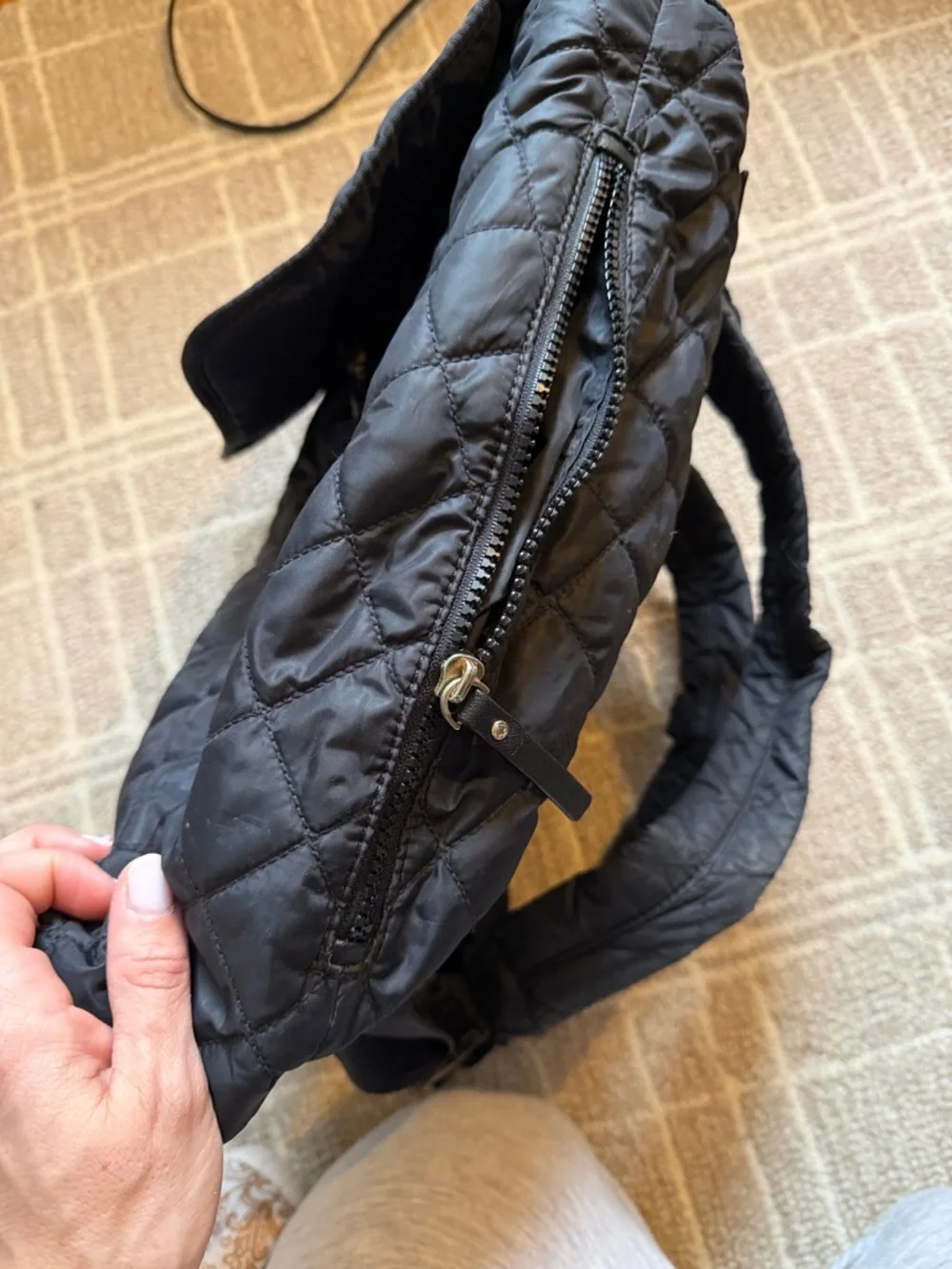 kate spade Quilted Black Nylon Flap Backpack